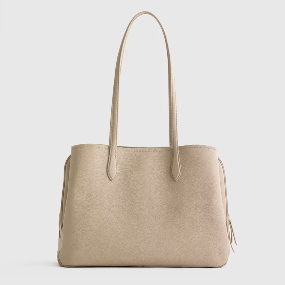 Quince Italian Leather Triple Compartment Work Tote